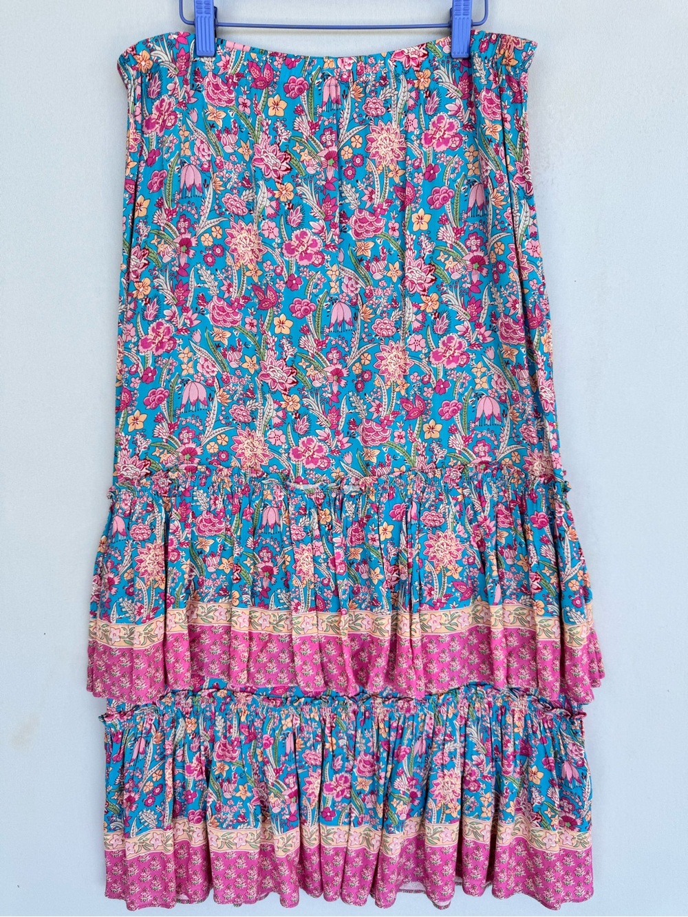 Plenty by Tracy Reese Floral Tiered Midi Skirt in Blue & Pink - Picture 5 of 10